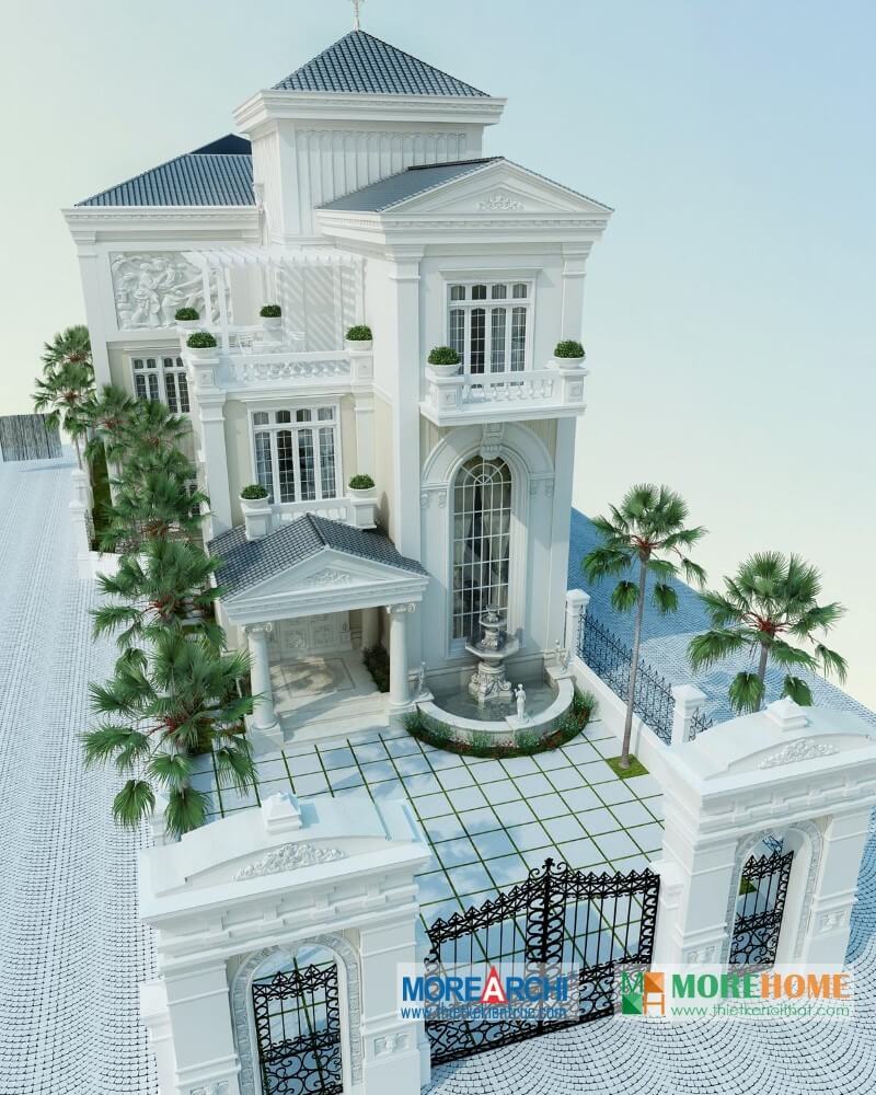 Công trình thiết kế kiến trúc biệt thự An Giang phong cách tân cổ điển đẳng cấp