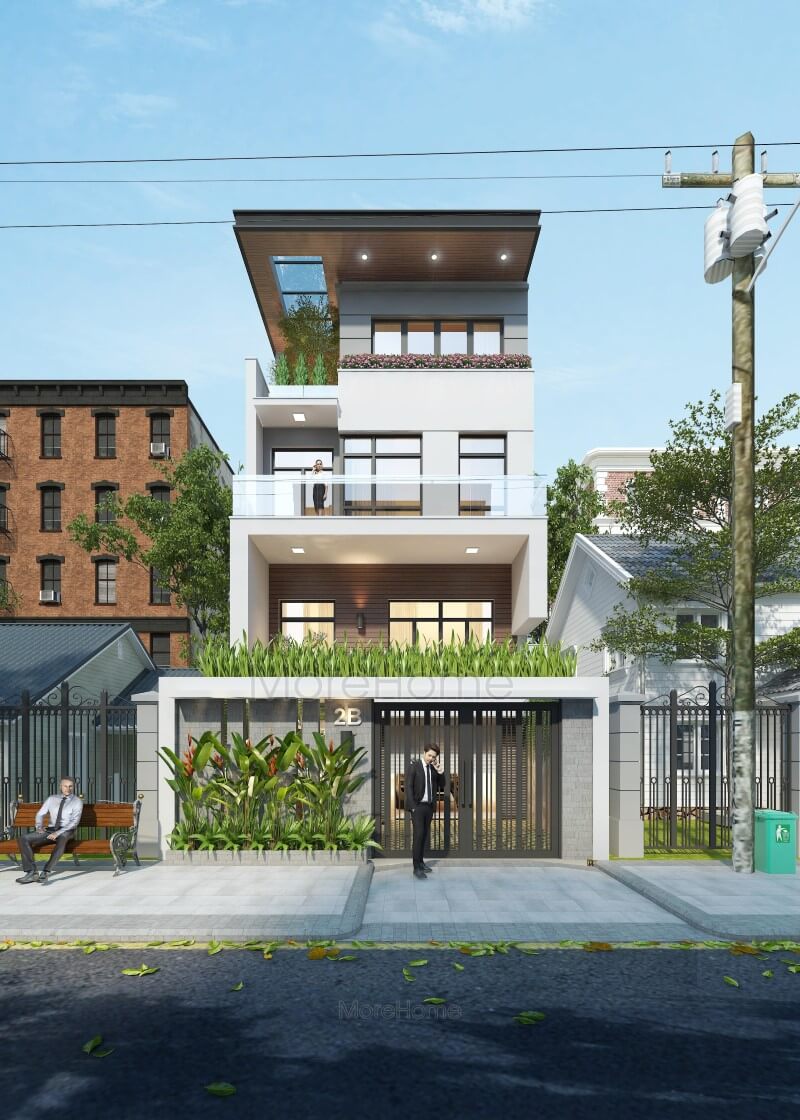 Mẫu thiết kế kiến trúc biệt thự phố 4 tầng hiện đại ở Nghệ An