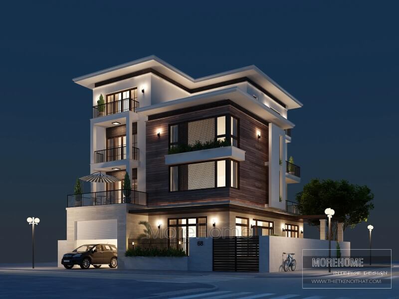 Thiết kế biệt thự Nam Định kiến trúc 4 tầng hiện đại