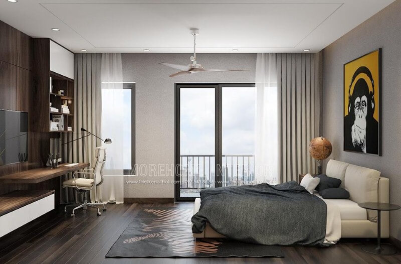 Trang trí nội thất phòng ngủ hiện đại có ban công đẹp sang trọng. thiết kế biệt thự