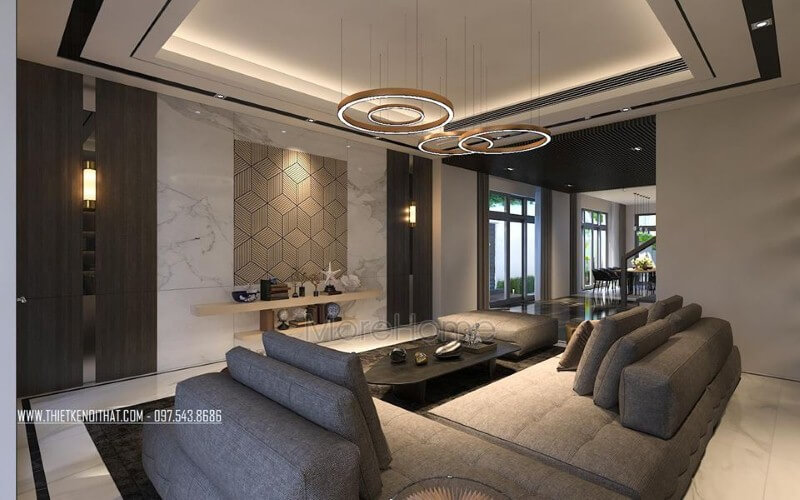 Kệ trang trí tường đẹp, hiện đại cho phòng khách biệt thự, nhà phố. Thiết kế biệt thự