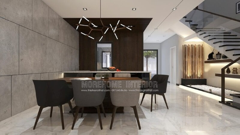 Thiết kế nội thất phòng ăn hiện đại, đẹp sang trọng dành cho nhà phố, biệt thự với tối đa 7 thành viên. Thiết kế biệt thự