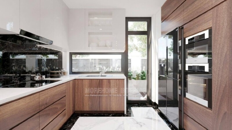 Có thể nói trong bố trí nội thất phòng bếp đặc biệt là biệt thự, nhà phố thì mặt bếp lại càng được chú trọng, các vật liệu dần thay đổi để đạt tới sự hoàn hảo, vì thế không thể thiếu sót chất liệu đá thạch anh màu trắng kết hợp đá ốp bếp màu đen chỉ trắng vừa đẹp vừa sang như trong đây. Hiện nay, các dòng đá như đá nhân tạo LG, đá thạch anh hay đá nhân tạo LG,.. đều được Morestone thương hiệu thi công đá ốp bếp uy tín của Morehome sử dụng.