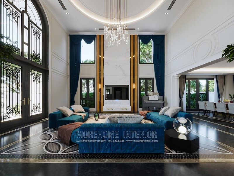Thiết kế nội thất phòng khách sang trọng và đẳng cấp là những gì Morehome đã mang đến cho gia chủ tại biệt thự Hải Phòng. thiết kế biệt thự