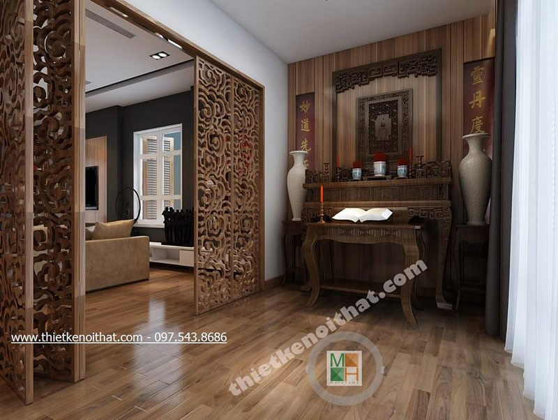 Thiết kế chốn linh thiêng với nội thất gỗ tự nhiên cao cấp, ấn tượng thiết kế biệt thự