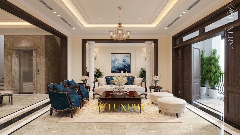 Thiết kế không gian phòng khách biệt thự cao cấp, tinh tế thiết kế biệt thự