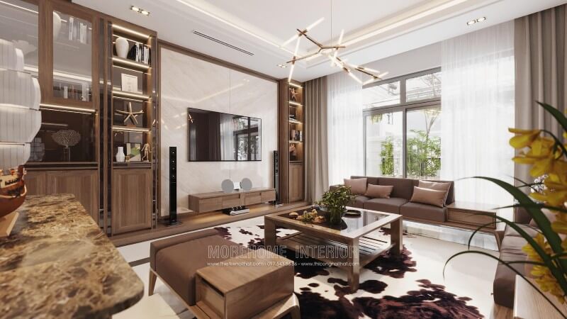 Thiết kế nội thất phòng khách biệt thự cao cấp phong cách hiện đại thiết kế biệt thự