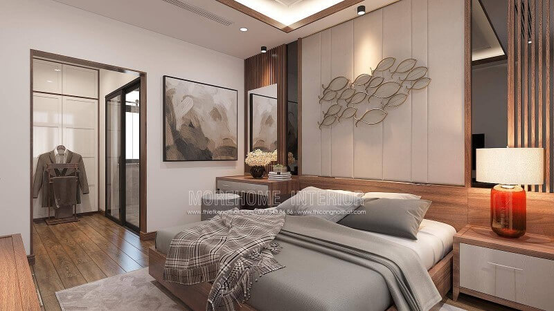 Bố trí phòng ngủ con trai mới lớn khép kín theo phong cách hiện đại được bố trí khá tinh gọn và sang trọng bởi kiến trúc sư Morehome, ngoài ra còn rất nhiều ý tưởng tuyệt vời hơn nữa quý vị nên tham khảo tại website:thietkenoithat.com thiết kế biệt thự
