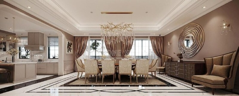 Sắp xếp nội thất phòng ăn đẹp tại biệt thự Vinhomes Imperia Hải Phòng. thiết kế biệt thự