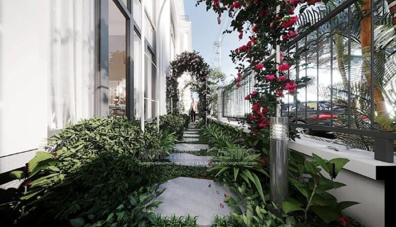 Thiết kế vườn hoa quanh nhà đẹp, độc đáo. thiết kế biệt thự