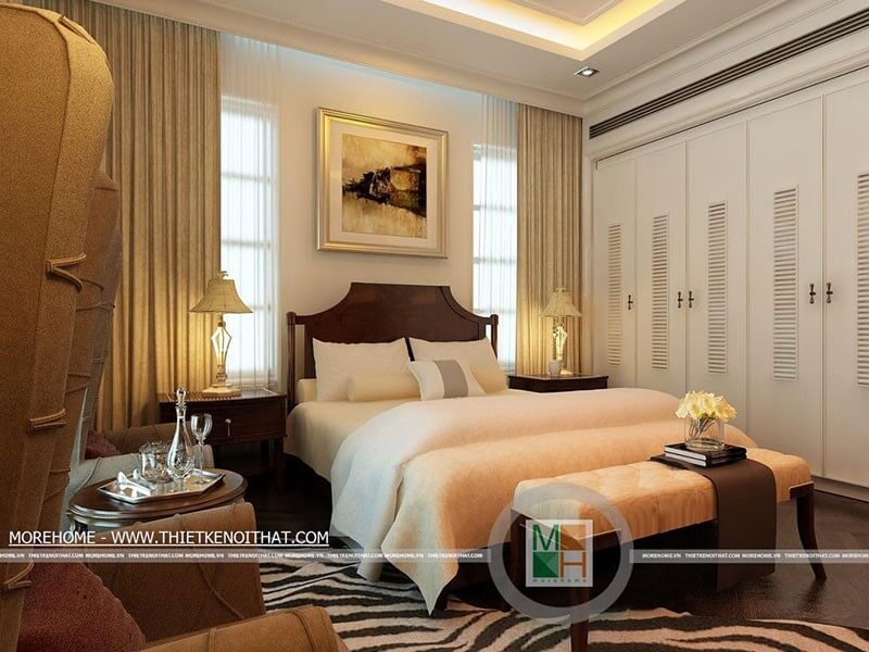 Thiết kế nội thất phòng ngủ biệt thự sang trọng, ấm cúng thiết kế biệt thự