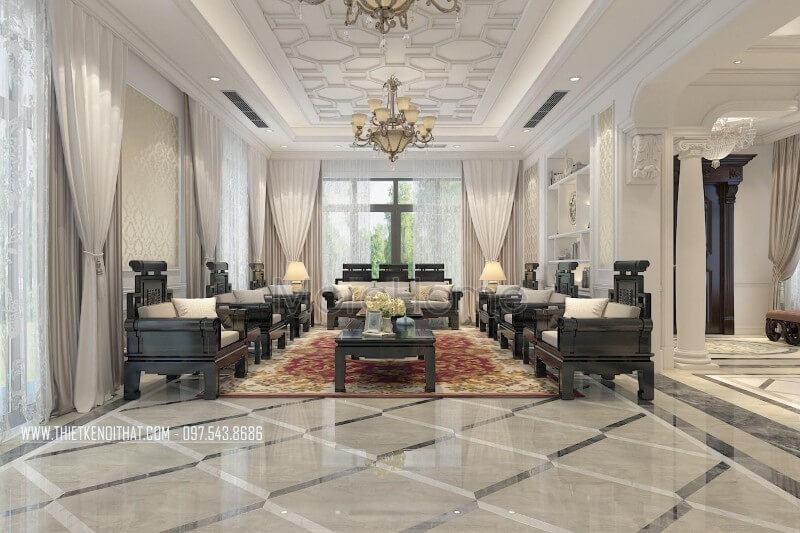 Trang trí nội thất phòng khách biệt thự cao cấp đẹp thiết kế biệt thự