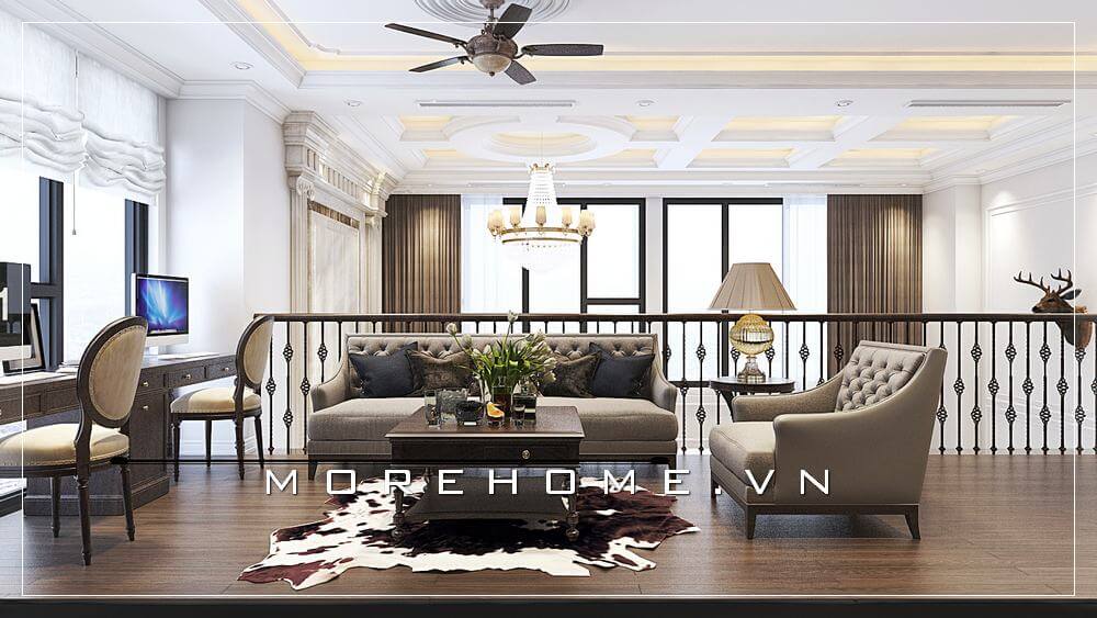 Mẫu thiết kế phòng khách biệt thự cao cấp theo phong cách tân cổ điển sang trọng lôi cuốn Thiết kế biệt thự