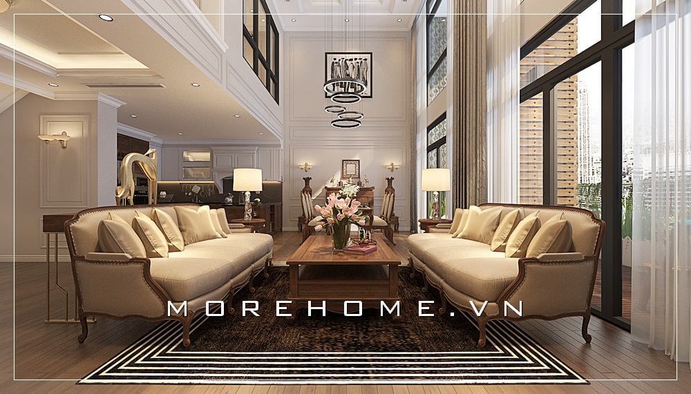 Thiết kế nội thất phòng khách biệt thự phong cách tân cổ điển sang trọng và đẳng cấp Thiết kế biệt thự