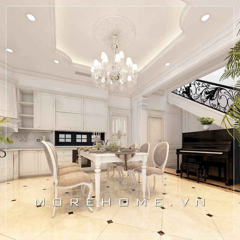 Thiết kế nội thất phòng bếp biệt thự tân cổ điển cao cấp, sang trọng và tiện nghi Thiết kế biệt thự