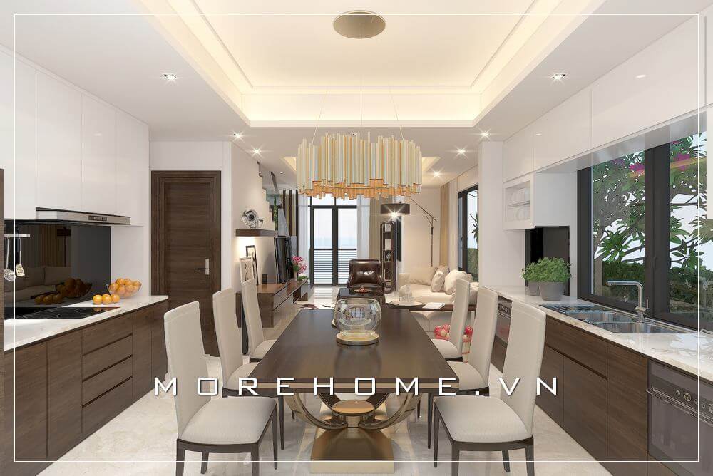 Thiết kế nội thất phòng bếp biệt thự hiện đại, đơn giản và tiện nghi Thiết kế biệt thự