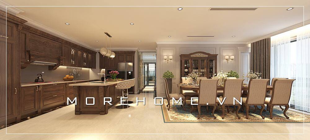 Thiết kế nội thất phòng ăn biệt thự tân cổ điển cao cấp và sang trọng Thiết kế biệt thự