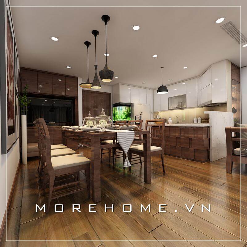 Thiết kế nội thất phòng bếp gỗ tự nhiên sang trọng và tiện nghi cho nhà biệt thự Thiết kế biệt thự