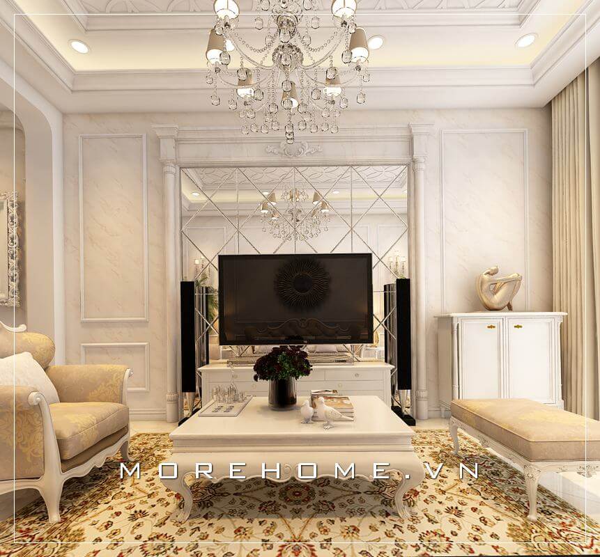 Thiết kế không gian phòng khách biệt thự tân cổ điển sang trọng và đẳng cấp Thiết kế biệt thự