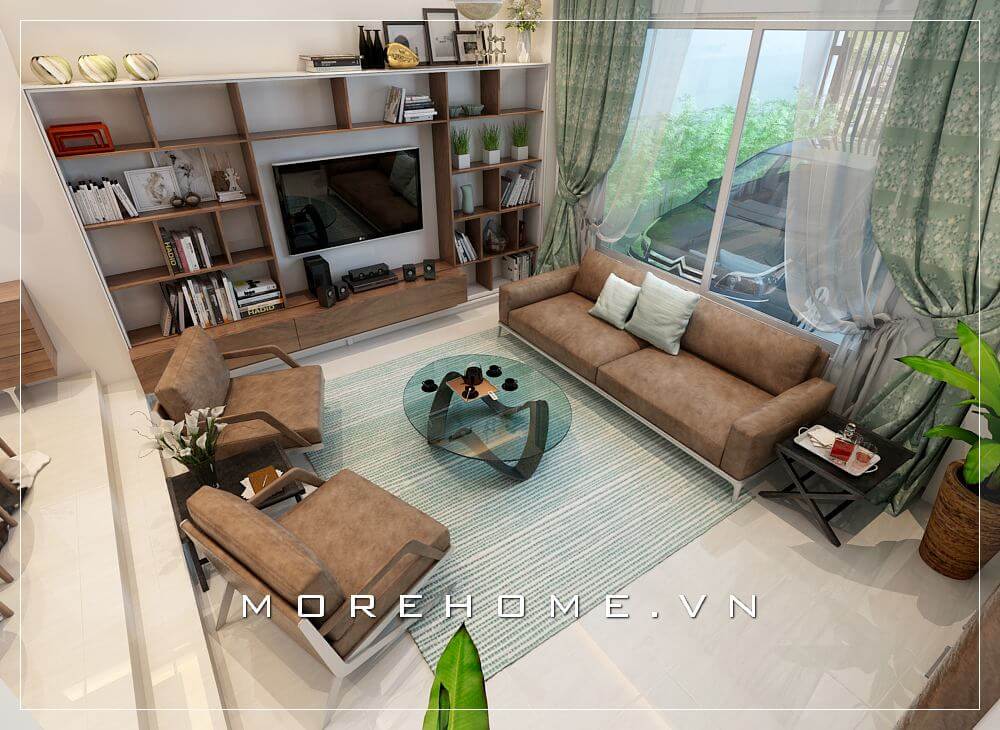 Mẫu thiết kế nội thất phòng khách biệt thự cao cấp phong cách hiện đại nhưng không kém phần sang trọng, ấm áp. Thiết kế biệt thự