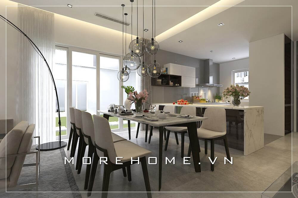 Thiết kế nội thất phòng ăn biệt thự theo phong cách hiện đại, sang trọng và trẻ trung Thiết kế biệt thự