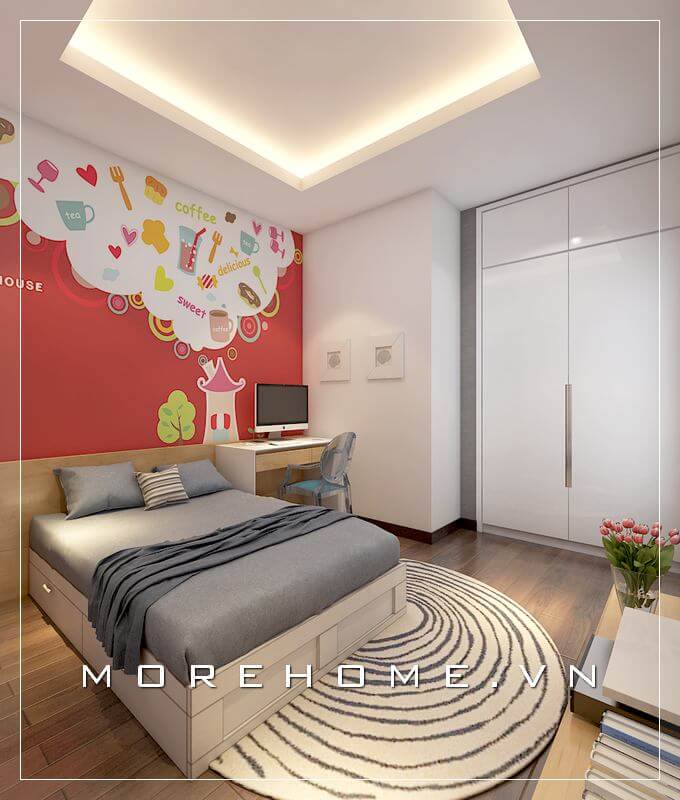 Thiết kế phòng ngủ con đơn giản, hiện đại mà không kém phần sang trọng và tiện nghi Thiết kế biệt thự