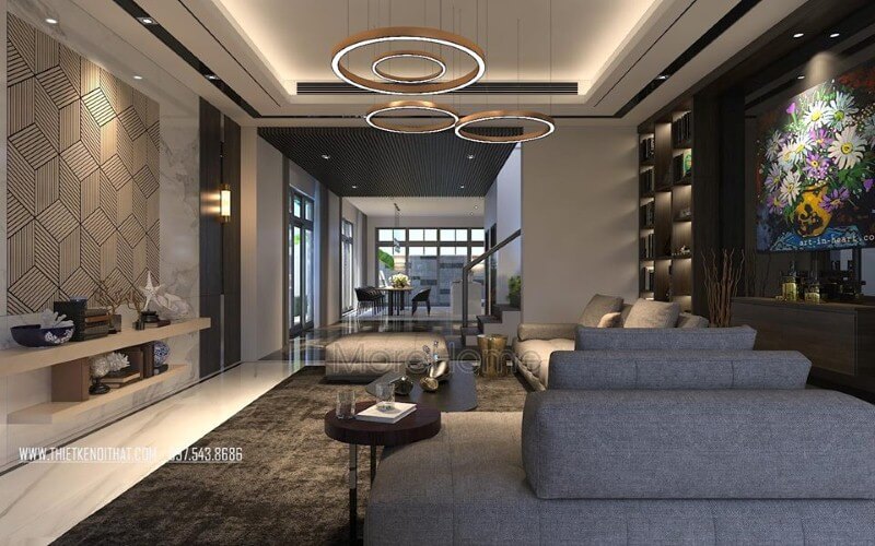 Bố trí nội thất phòng khách liền phòng ăn hiện đại, sang trọng cho nhà phố, biệt thự. Thiết kế biệt thự