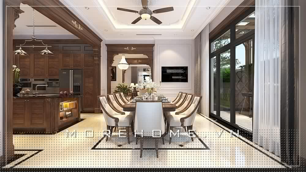 Thiết kế nội thất phòng ăn biệt thự tân cổ điển sang trọng và cao cấp cho nhà biệt thự Thiết kế biệt thự