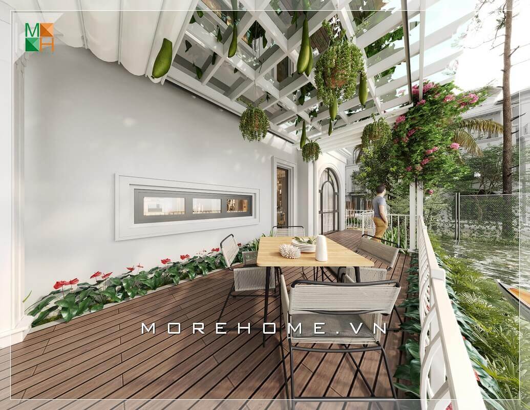 Thiết kế không gian sân vườn biệt thự đang là xu thế nhiều gia chủ lựa chọn. Với sự trong lành và bình yên thì mẫu thiết kế sân vườn này rất hợp lý, bộ bàn ghế nghỉ thoải mái giúp con người trở nên thư giãn hơn. thiết kế biệt thự