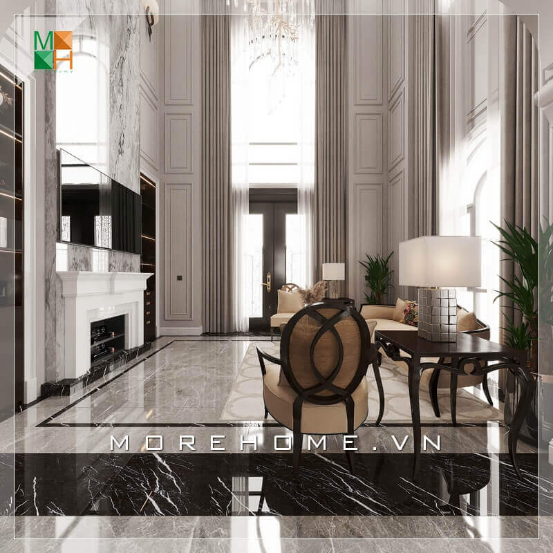 Mẫu kệ tivi đẹp, độc, lạ dành cho nội thất phòng khách biệt thự tân cổ điển cao cấp. thiết kế biệt thự