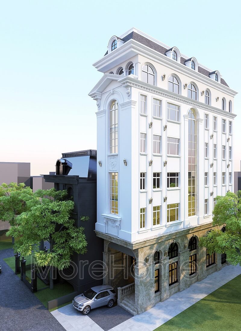 Thiết kế khách sạn đẳng cấp 6 tầng với lối kiến trúc hiện đại, tinh tế kết hợp mái vòm ấn tượng. thiết kế kiến trúc